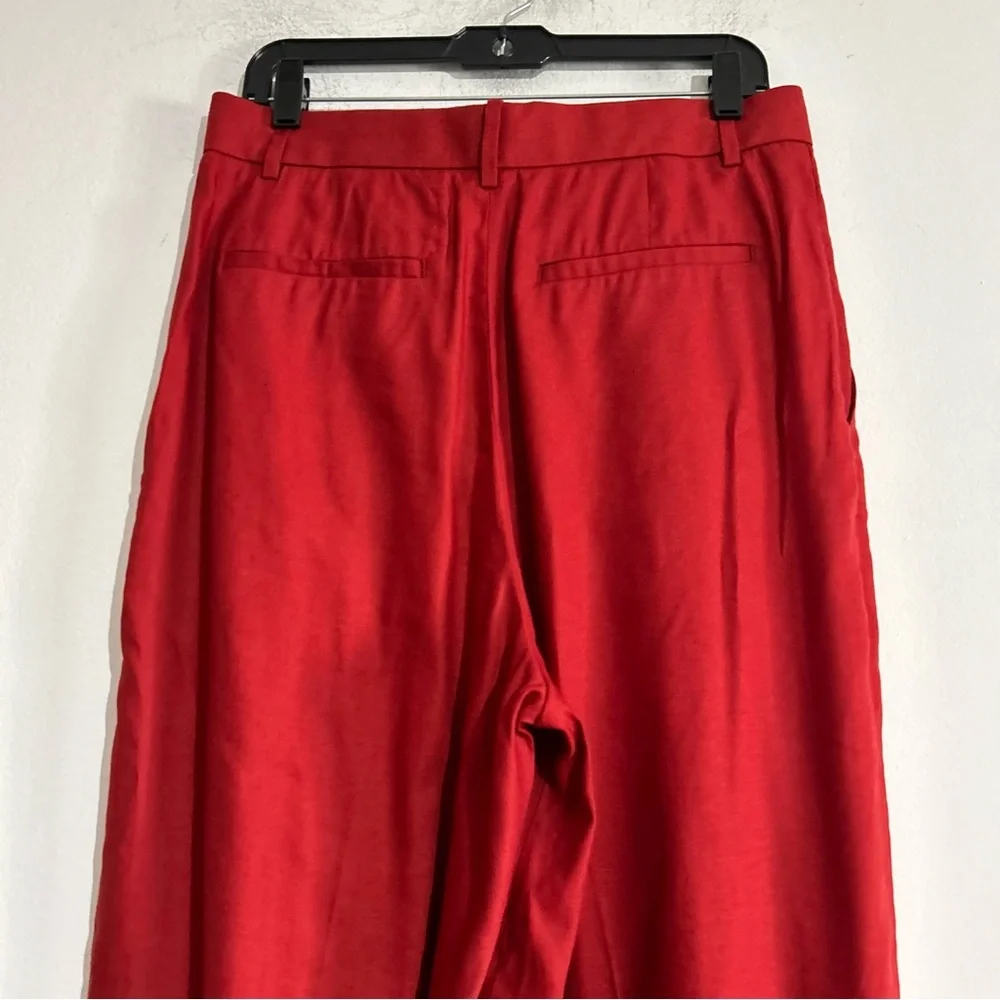 Banana Republic Lena Wide Leg Linen Blend Pants Red Size 8